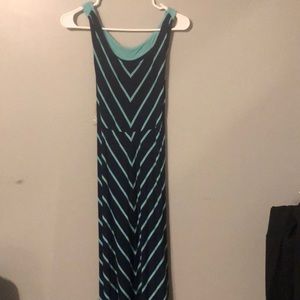 Blue and green long dress